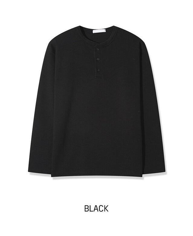 秋冬內搭必備🍂窩夫亨利領長袖TEE｜3色入