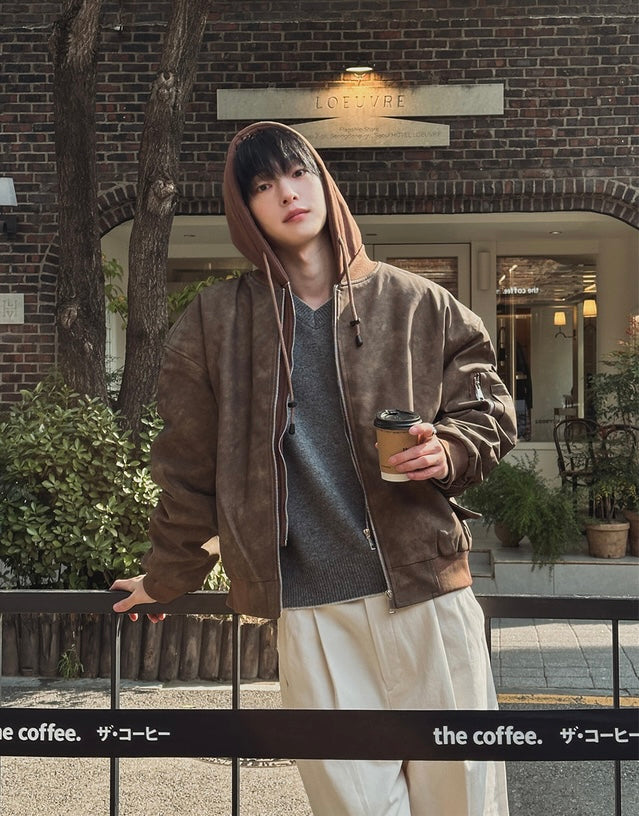 🔥店主推薦！型格假兩件連帽分層皮褸｜2色入