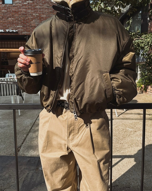 款式超靚！毛絨粒翻領短版拉鏈外套｜2色入