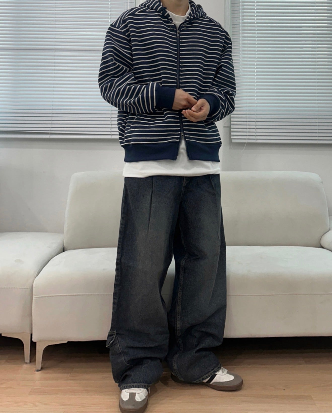 韓系簡約款✨條紋開胸衛衣｜2色入