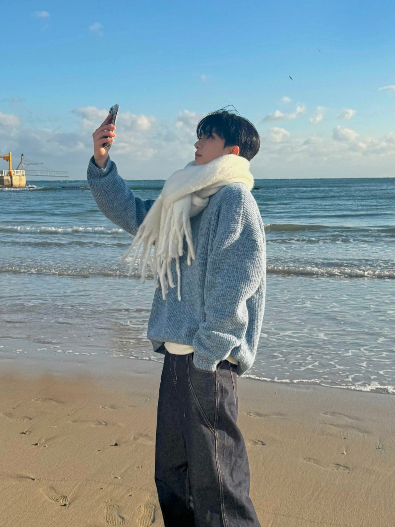 男友感Max！混色羊毛混紡寬鬆針織衫｜4色入