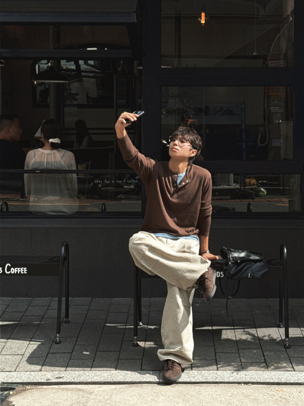 紳士風單品！假兩件細坑紋亨利領Tee｜4色入