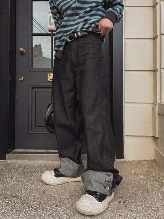 Roll-up! 反褶造型感牛仔褲｜1色入