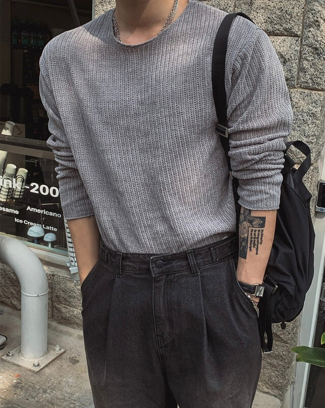 秋冬必備🍂細坑紋長袖TEE｜4色入