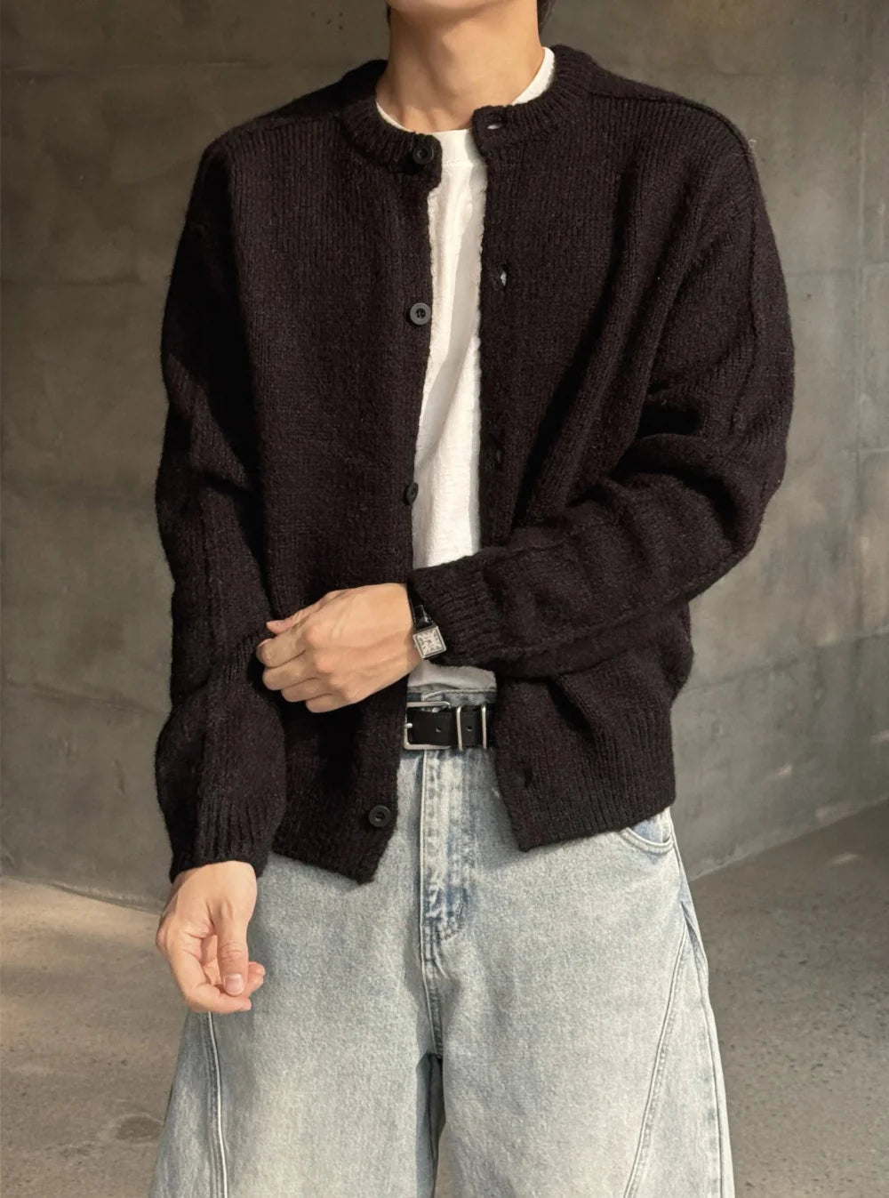 立體剪裁顯肩闊💪🏻圓領短款開胸針織衫｜6色入