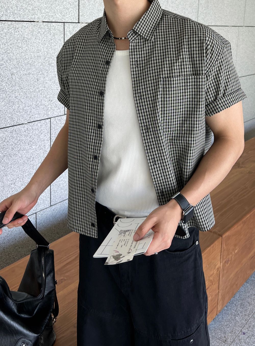 不壓身高！格仔短袖恤衫｜4色入