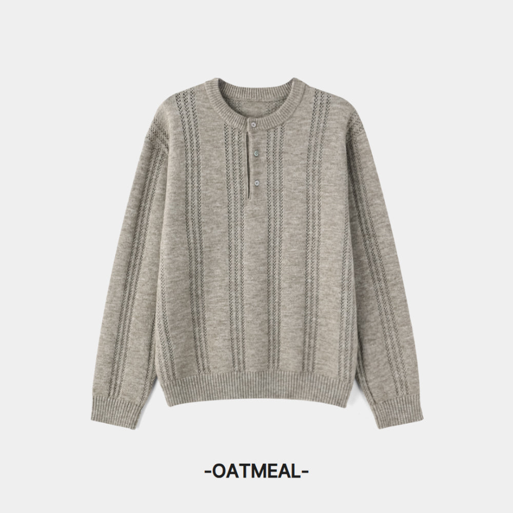 PREMIUM👑細麻花亨利領針織衫｜4色入