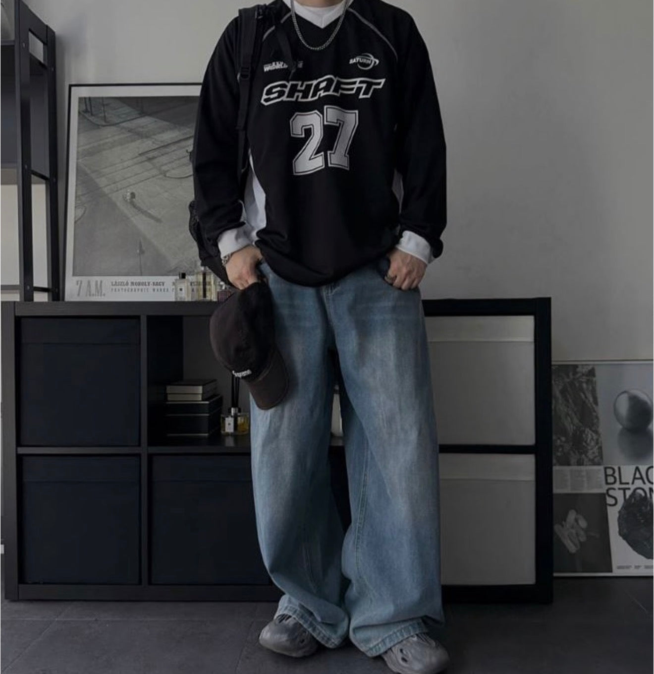 Shaft 27尼龍拼布印花長袖