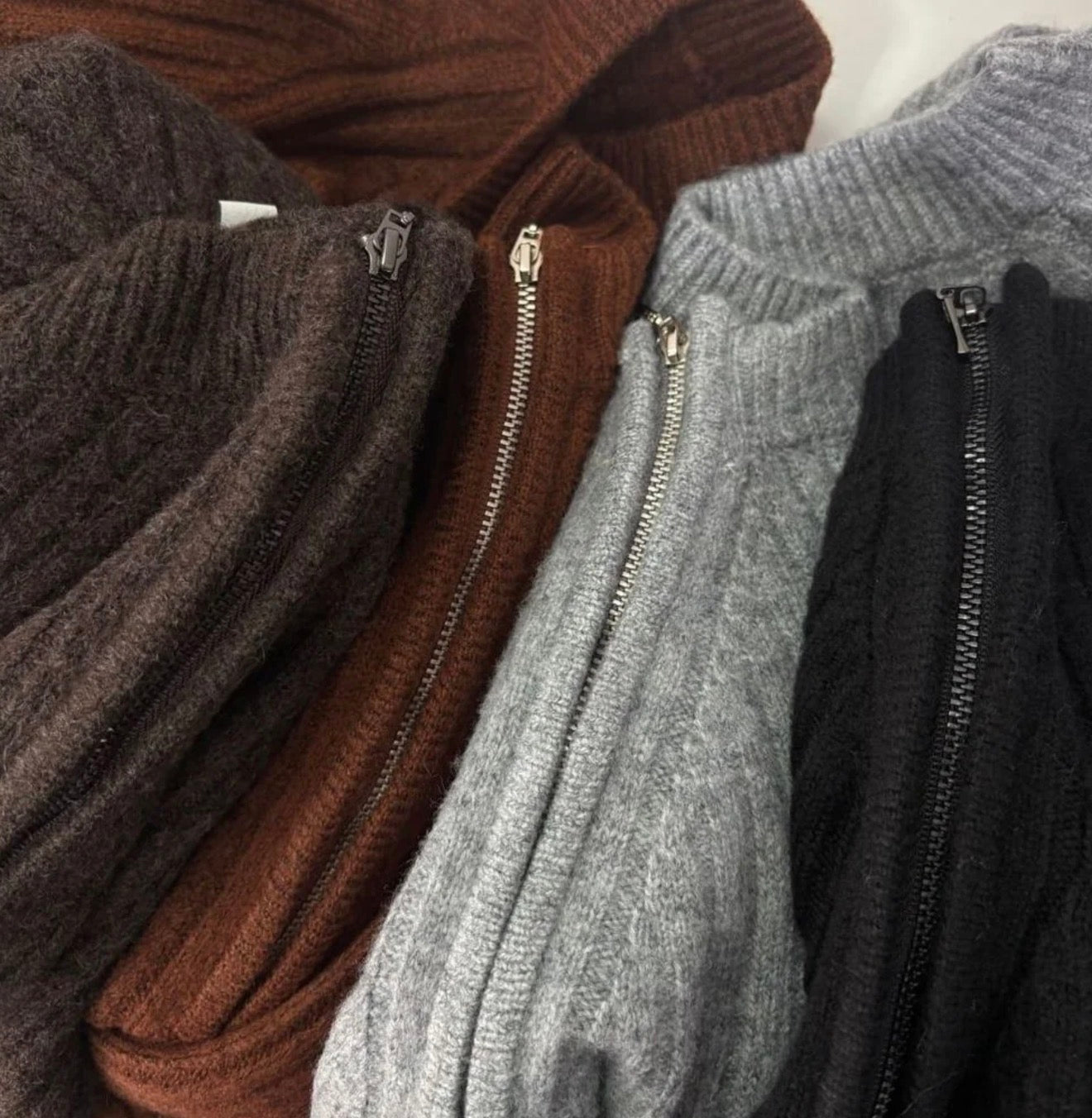 側拉鍊質感針織衫｜6色入