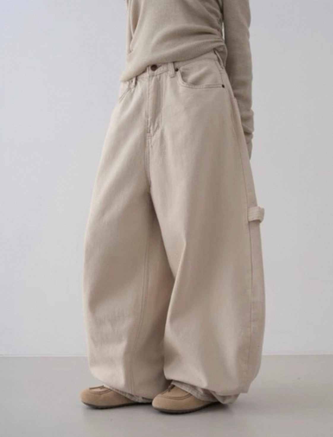 闊身裂紋彎刀褲