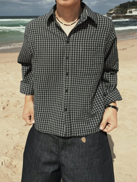 簡約款！短版韓系格仔恤衫｜4色入