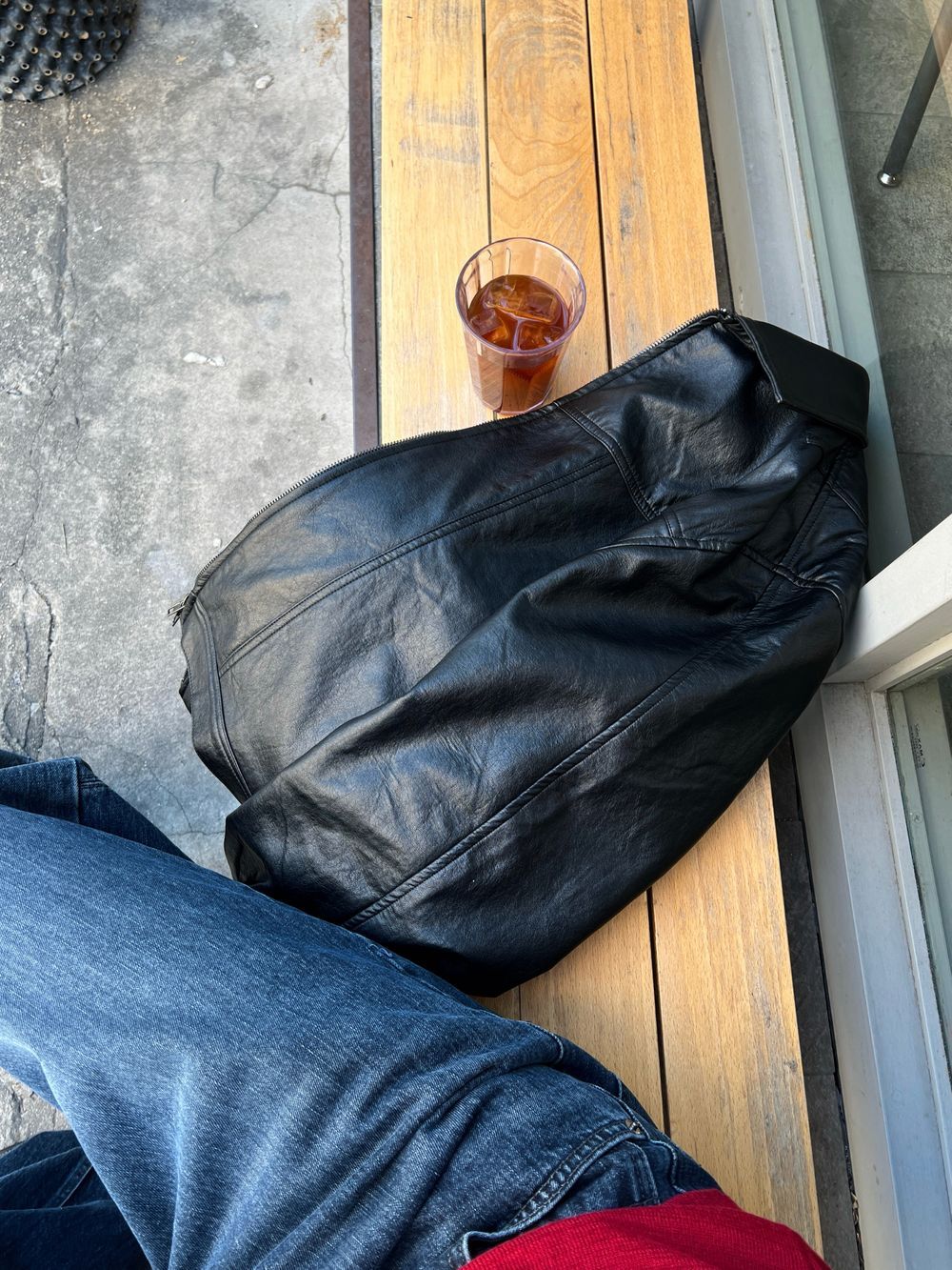 低調光澤感！植物性純素寬鬆短皮褸｜2色入