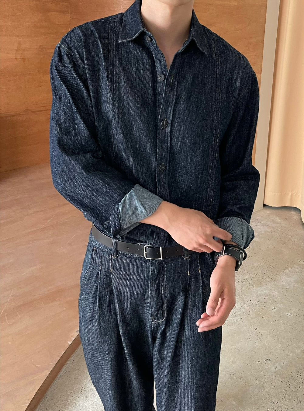 PREMIUM Set👑水洗牛仔長袖恤衫｜1色入