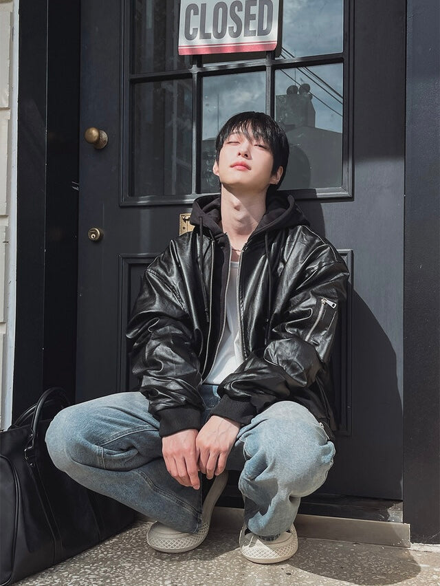 🔥店主推薦！型格假兩件連帽分層皮褸｜2色入