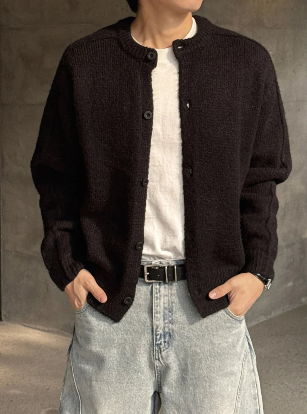 立體剪裁顯肩闊💪🏻圓領短款開胸針織衫｜6色入