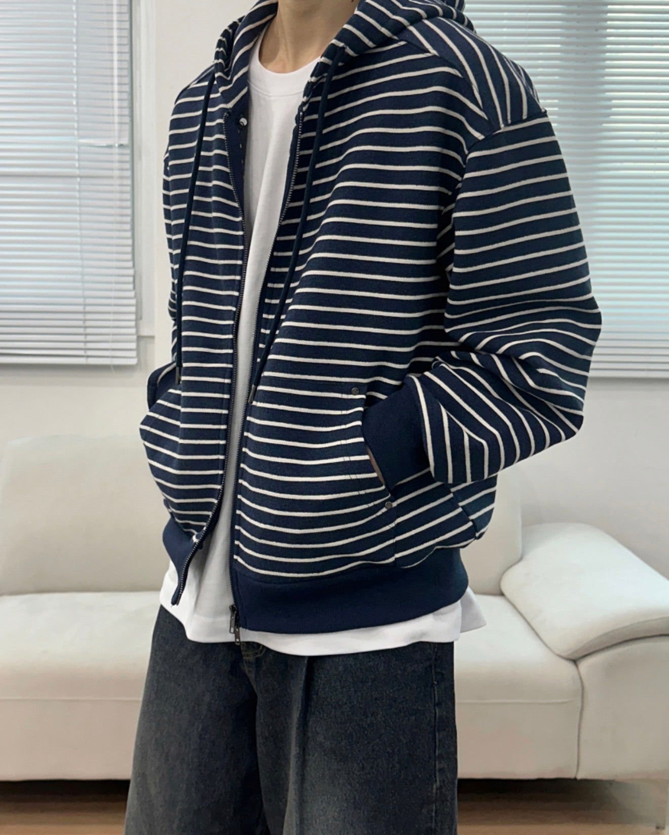 韓系簡約款✨條紋開胸衛衣｜2色入