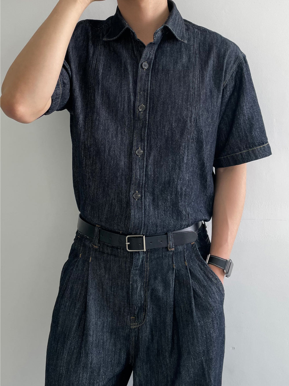 PREMIUM Set👑水洗牛仔短袖恤衫｜1色入