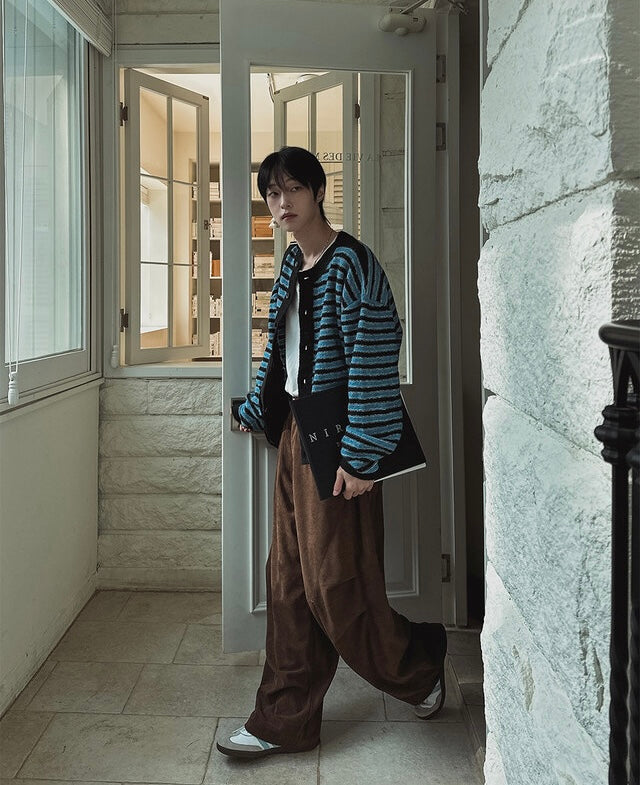 軟糯手感！短款橫間開胸針織外套｜2色入