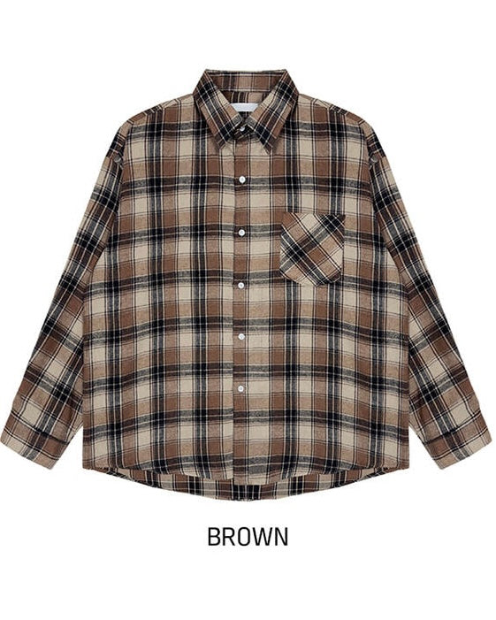 秋冬休閒格紋恤衫｜10色入