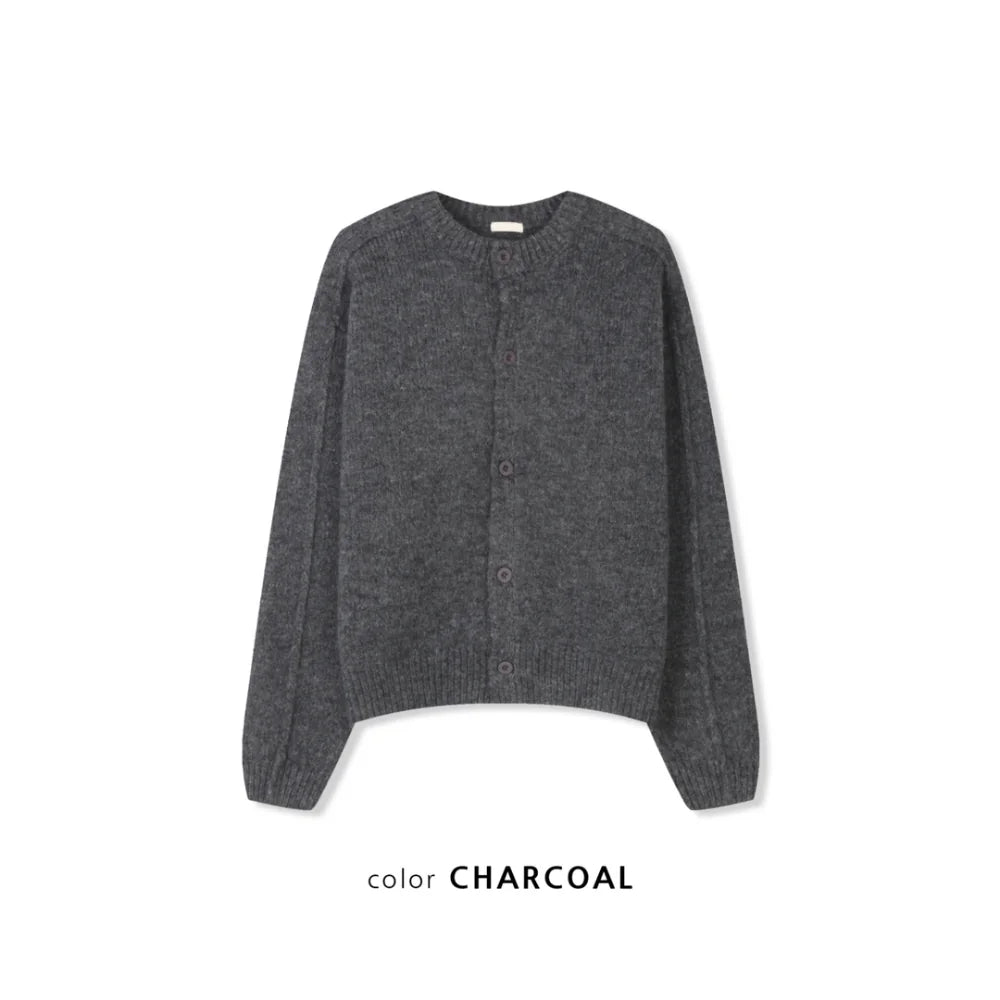 立體剪裁顯肩闊💪🏻圓領短款開胸針織衫｜6色入