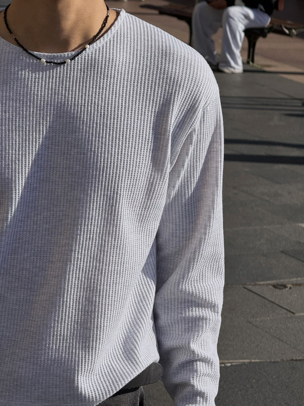 Gym人必備！窩夫紋短款長袖Tee￼