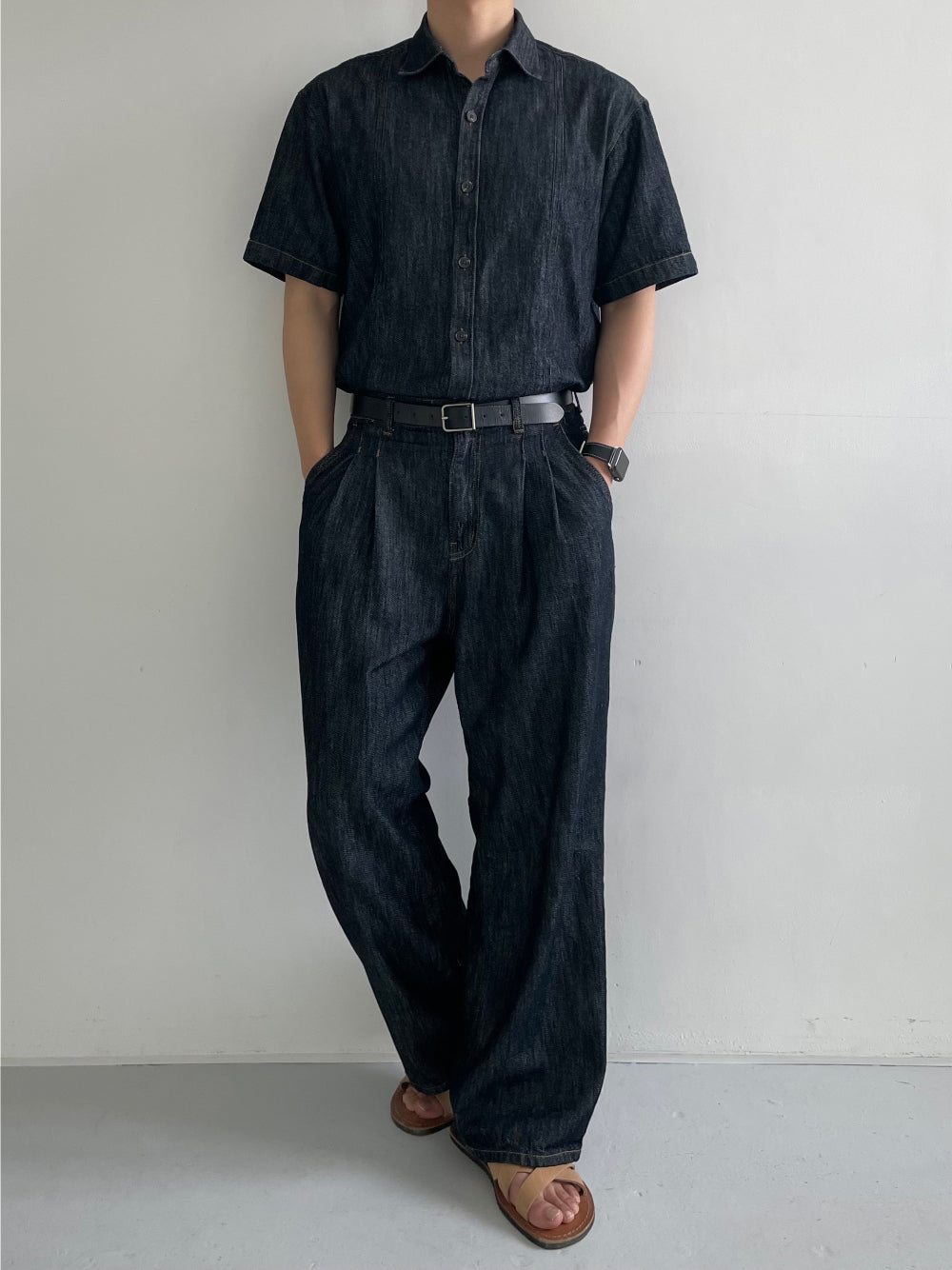 PREMIUM Set👑水洗牛仔短袖恤衫｜1色入