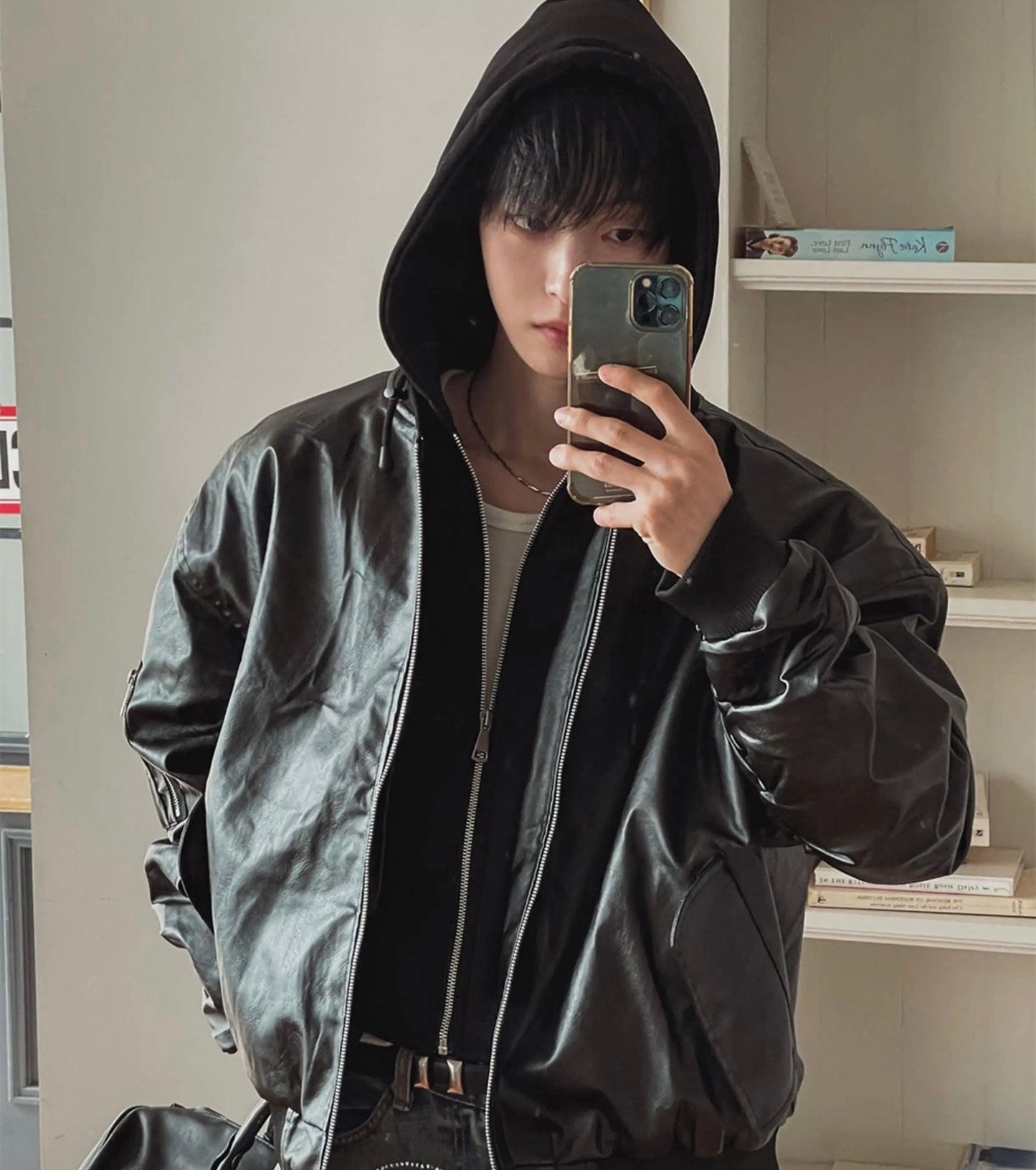 🔥店主推薦！型格假兩件連帽分層皮褸｜2色入