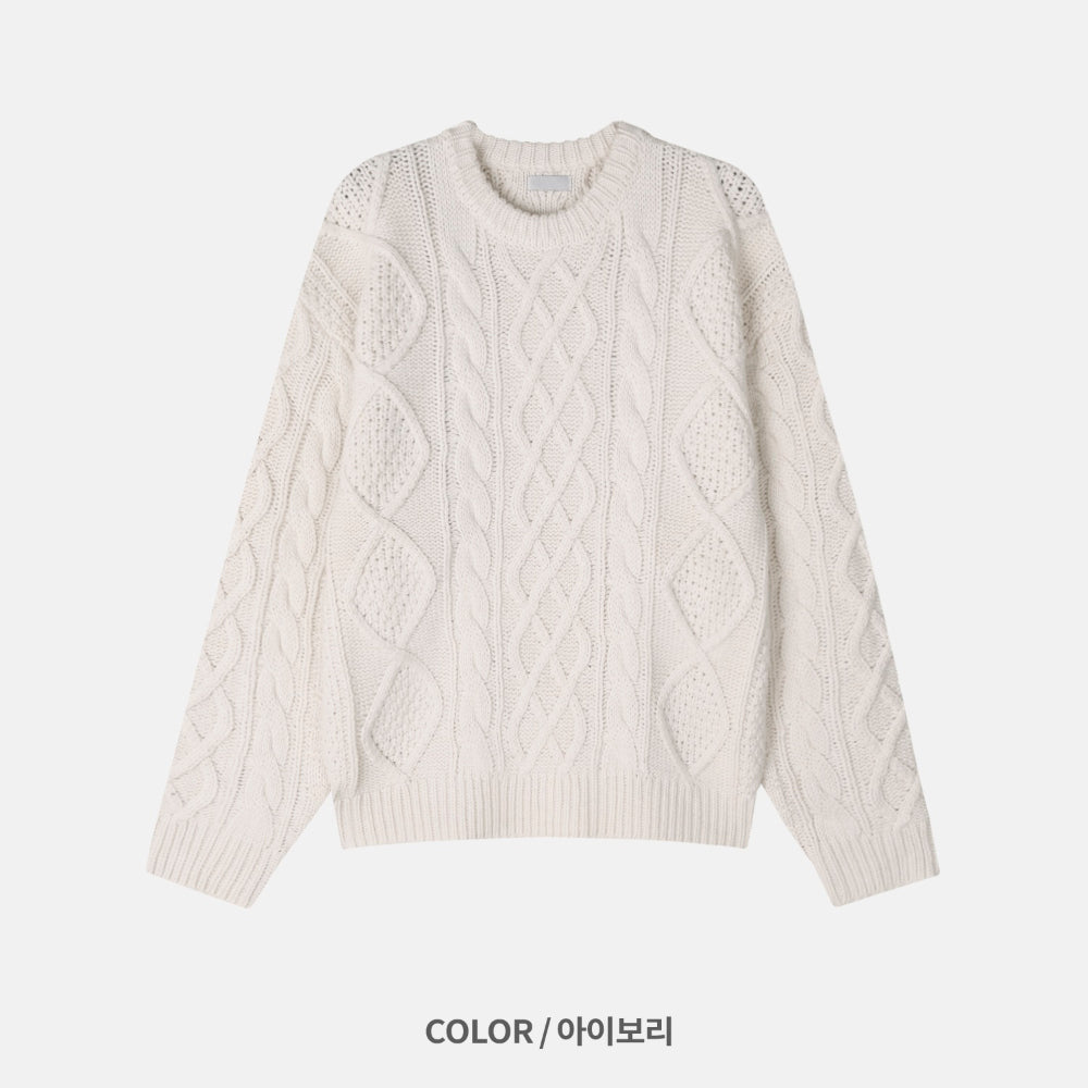 50%羊毛🐑漁夫紋麻花針織衫｜4色入