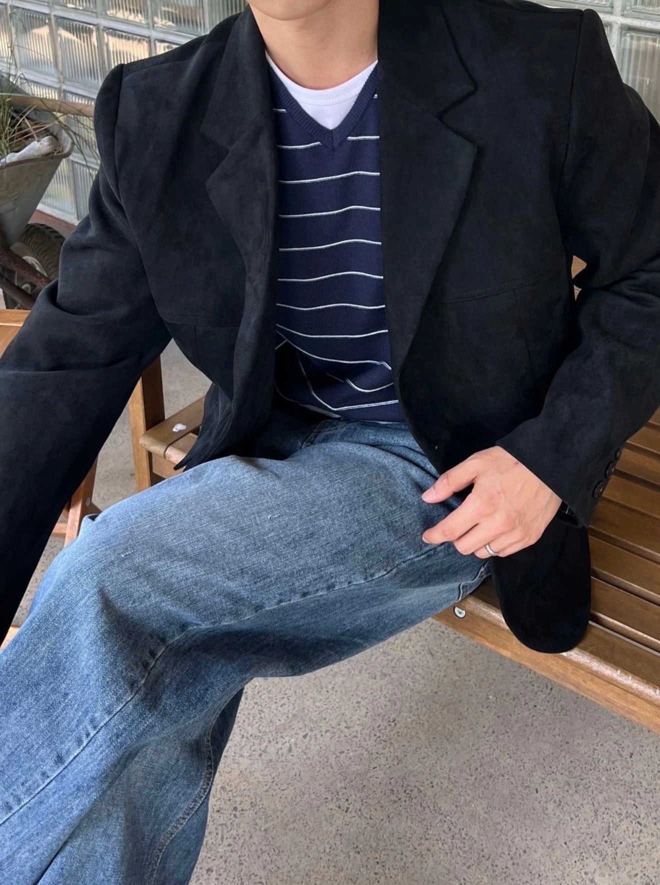 成熟風💼韓系麂皮西裝外套｜2色入