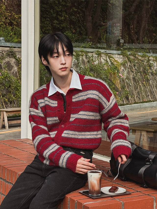 節日感Max！拼色橫間開胸針織外套｜2色入