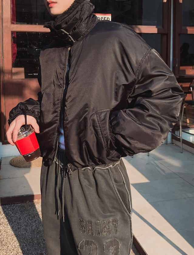 款式超靚！毛絨粒翻領短版拉鏈外套｜2色入