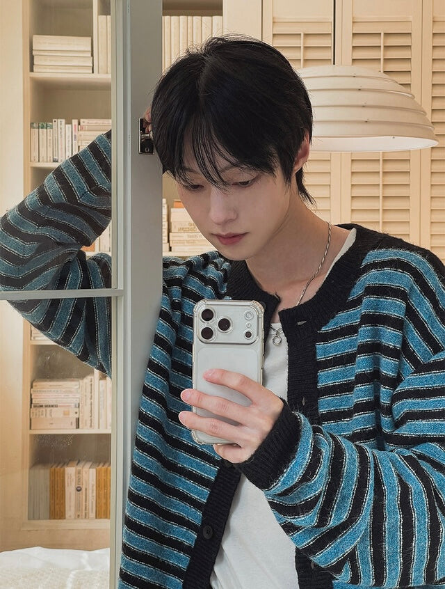 軟糯手感！短款橫間開胸針織外套｜2色入