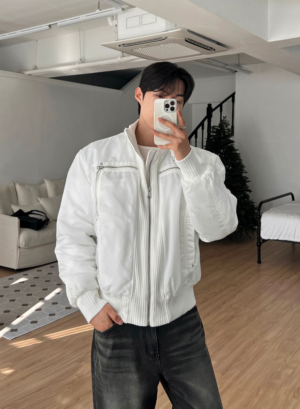 細節加分！高領束帶短款MA1｜3色入