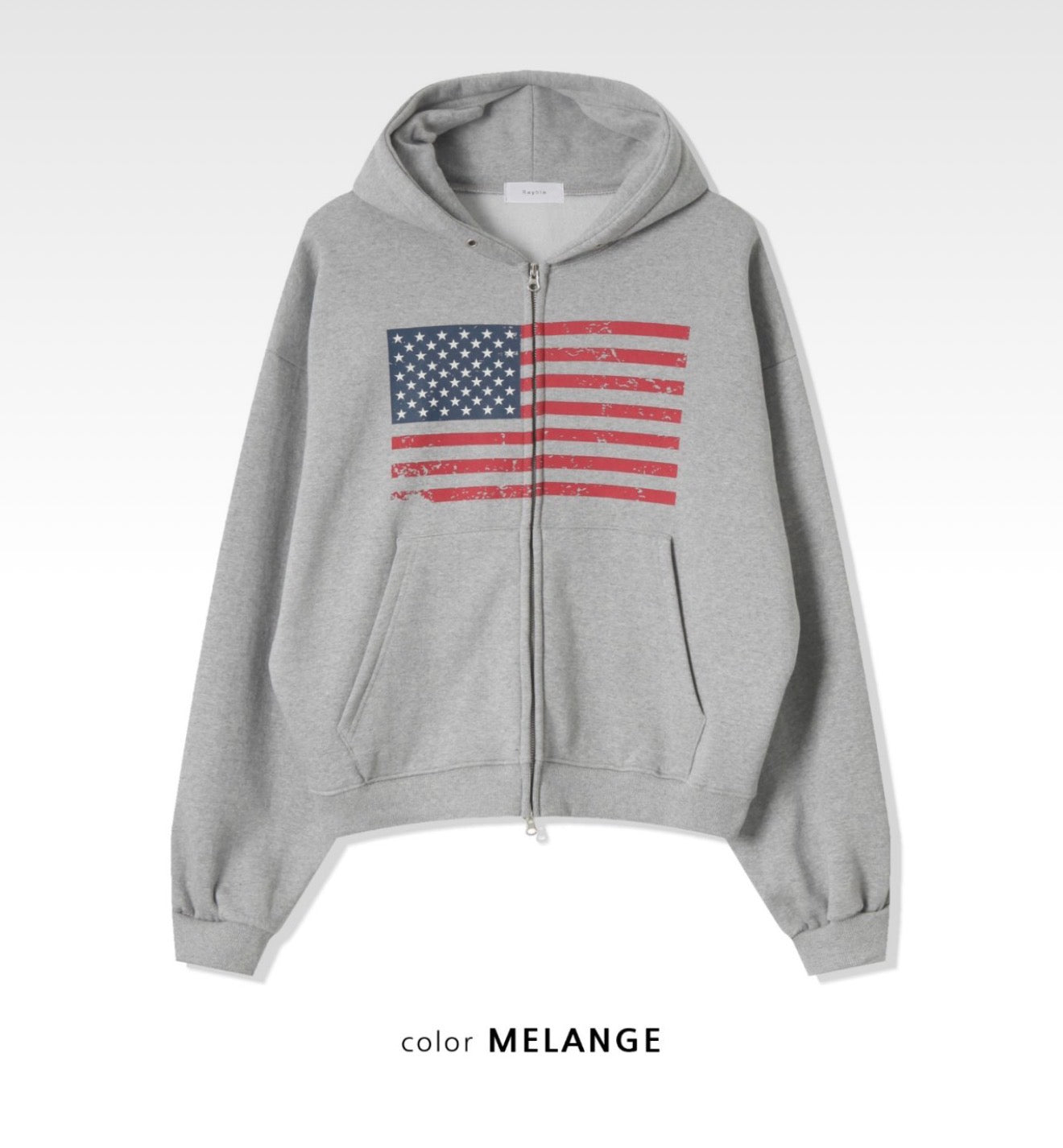 短版美國國旗印花雙頭拉鏈外套