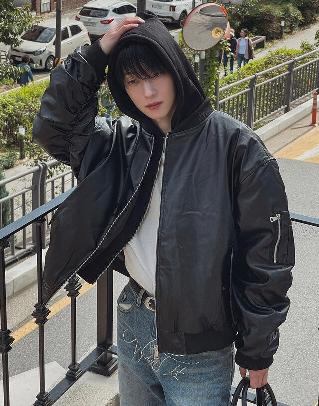 🔥店主推薦！型格假兩件連帽分層皮褸｜2色入