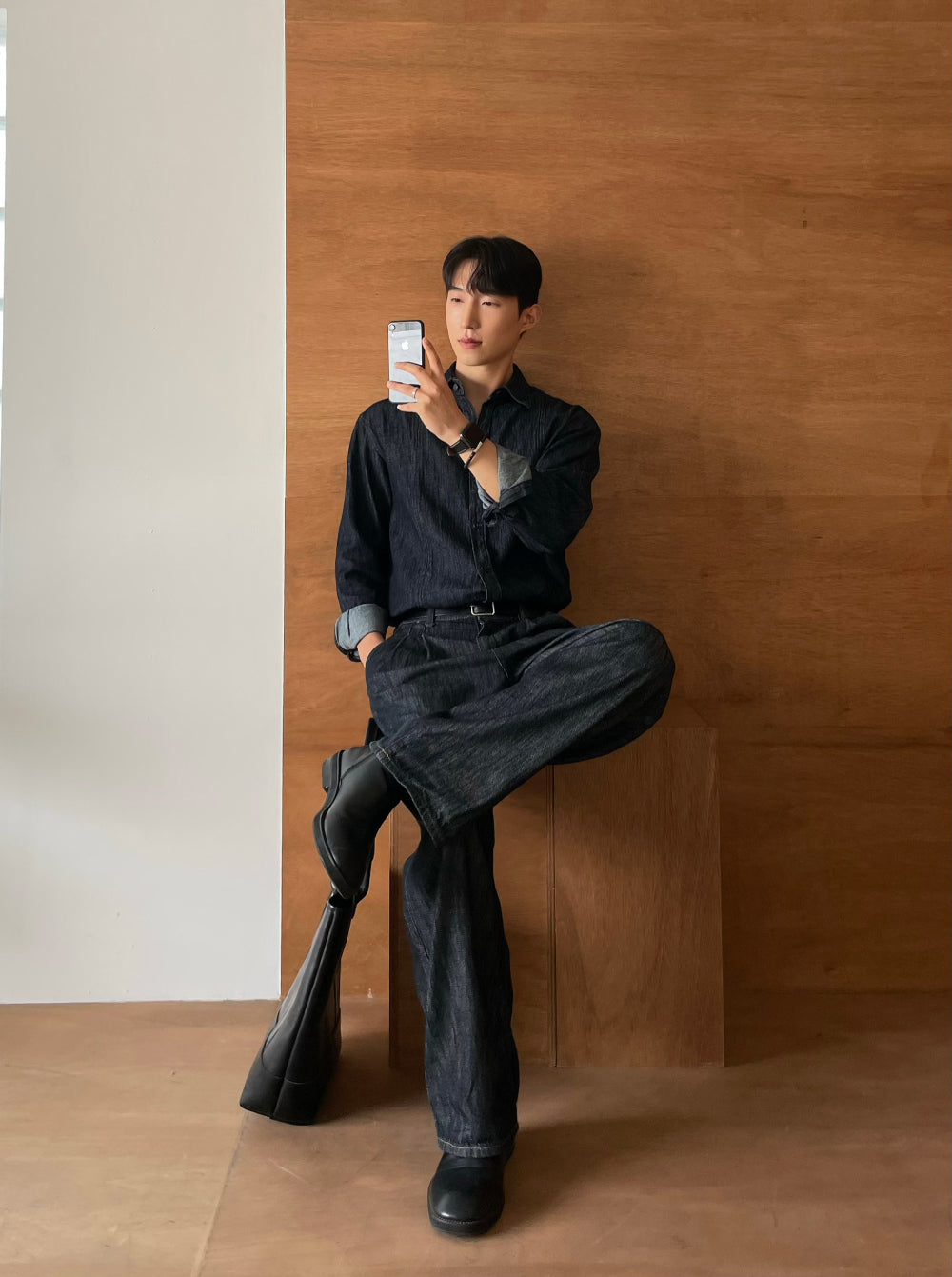 PREMIUM Set👑水洗牛仔長袖恤衫｜1色入