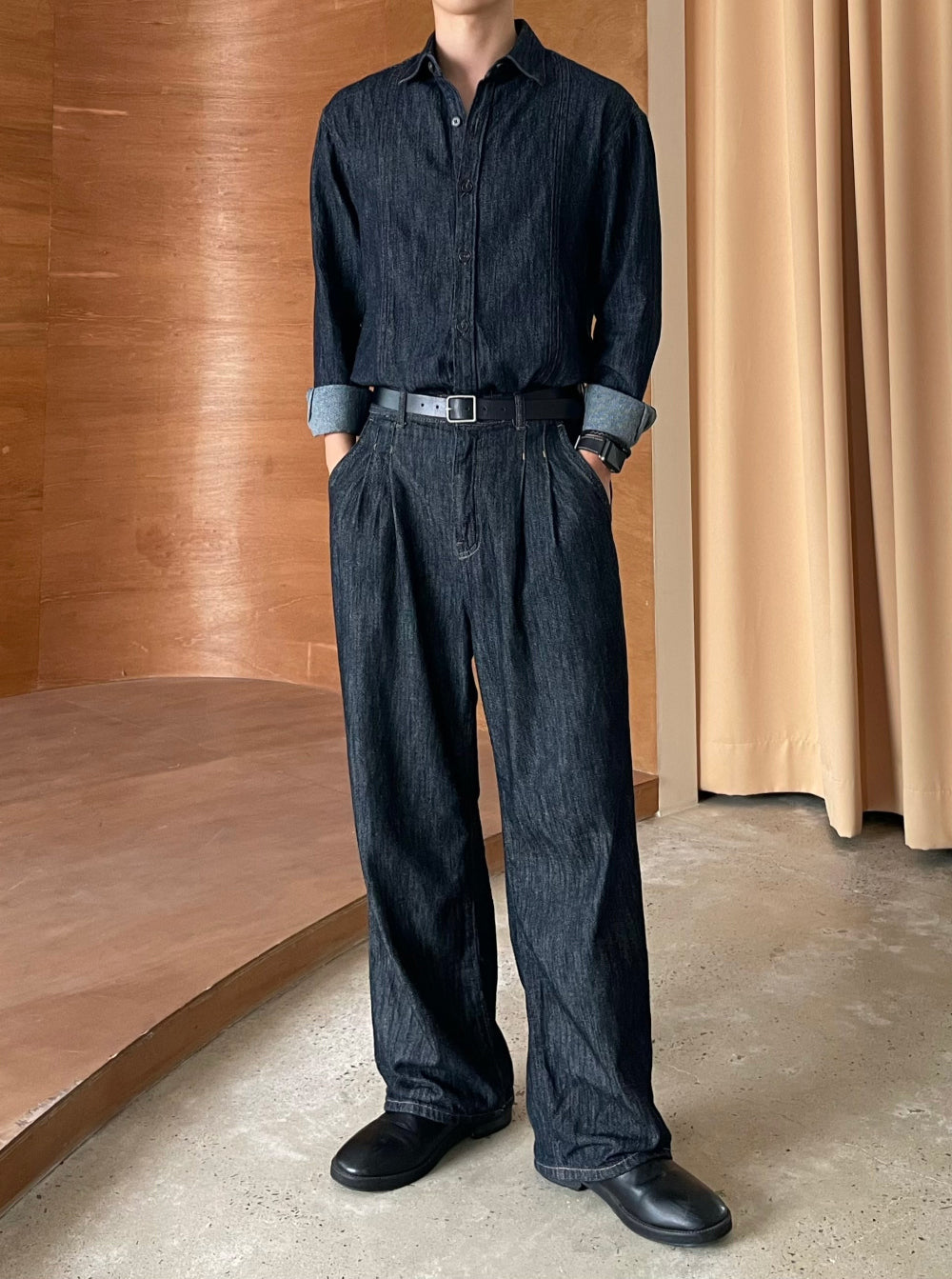 PREMIUM Set👑水洗牛仔長袖恤衫｜1色入