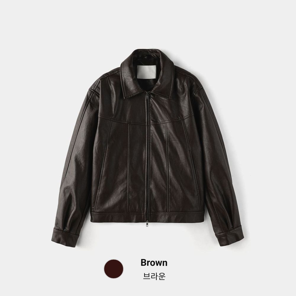 低調光澤感！植物性純素寬鬆短皮褸｜2色入