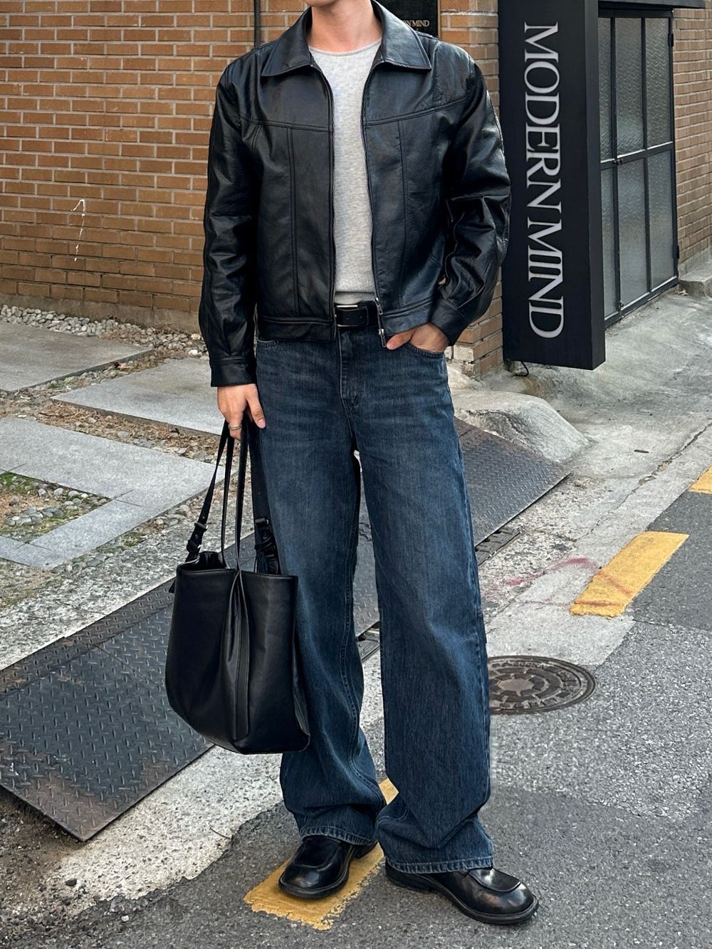 低調光澤感！植物性純素寬鬆短皮褸｜2色入