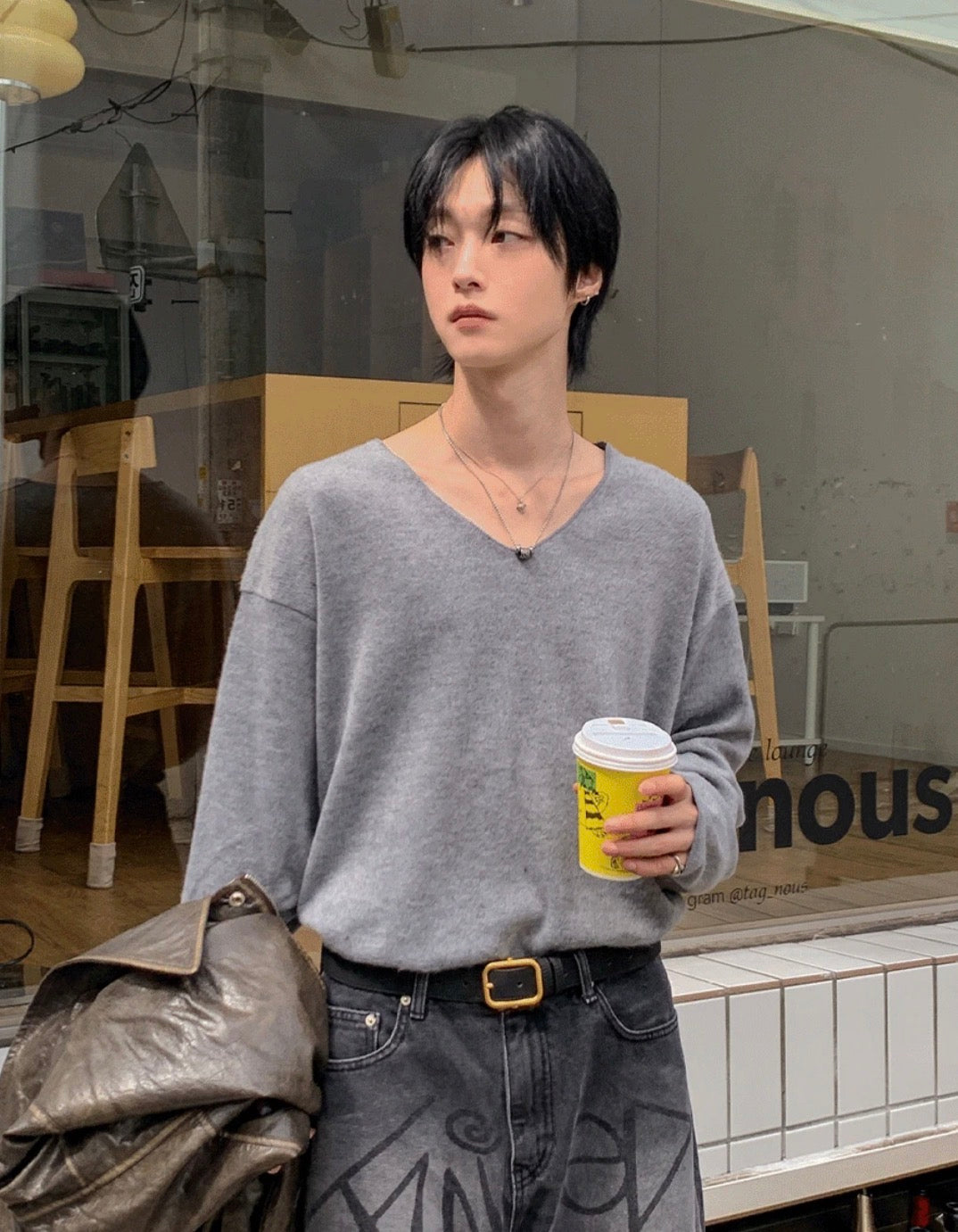 毛絮感！簡約純色V領馬海毛TOP｜4色入