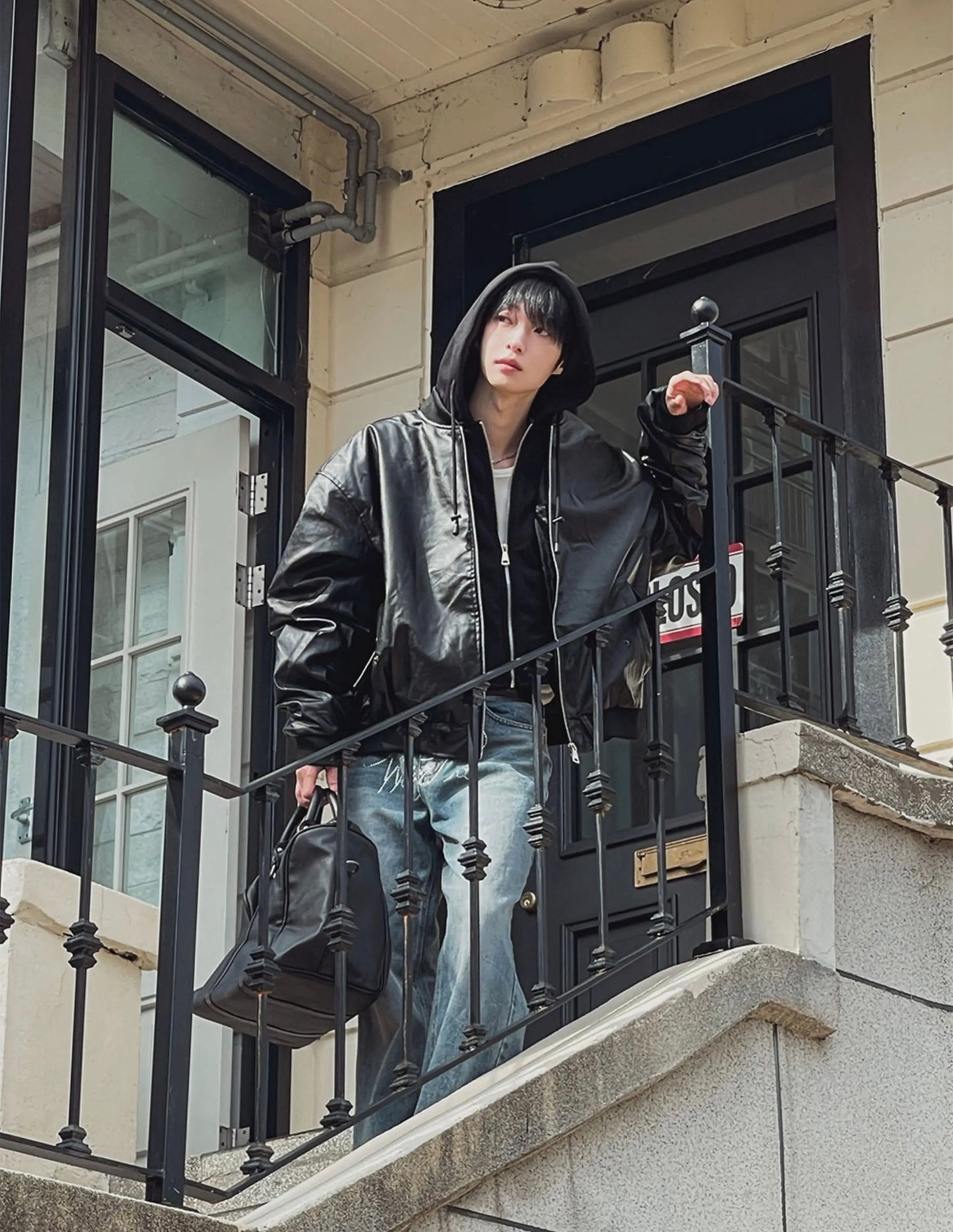 🔥店主推薦！型格假兩件連帽分層皮褸｜2色入