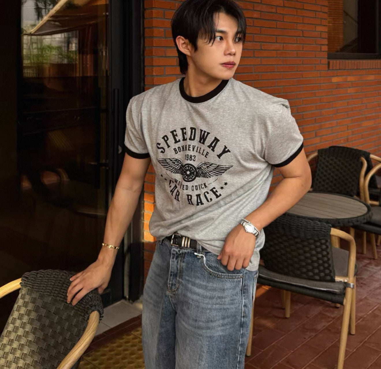 Speed way 復古圖騰 Ringer Tee
