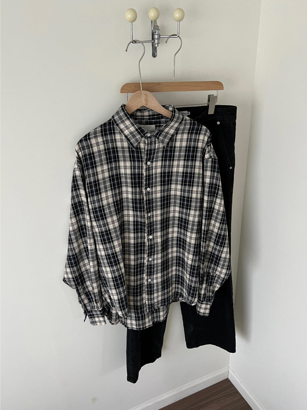 衣櫃必備跨季單品🌟韓系復古格仔恤衫｜3色入