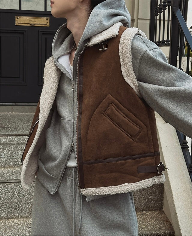 冬日感MAX ❄️皮革拼接背心Jacket｜2色入