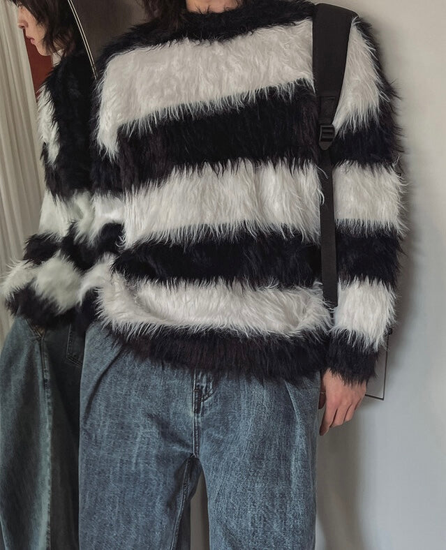 質量超好！簡約橫間馬海毛針織冷衫｜2色入