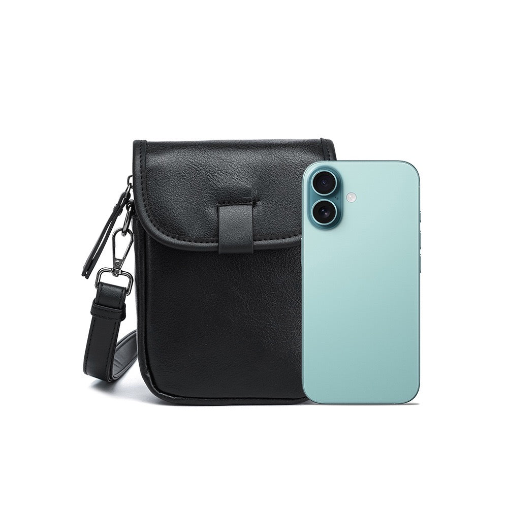 韓系皮質單肩手機包