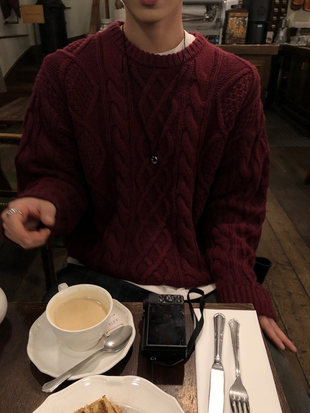 50%羊毛🐑漁夫紋麻花針織衫｜4色入