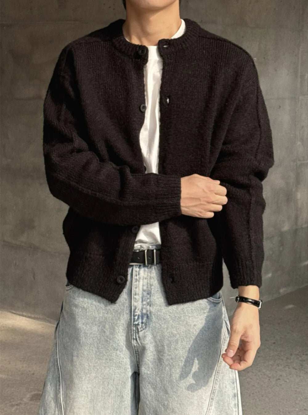 立體剪裁顯肩闊💪🏻圓領短款開胸針織衫｜6色入