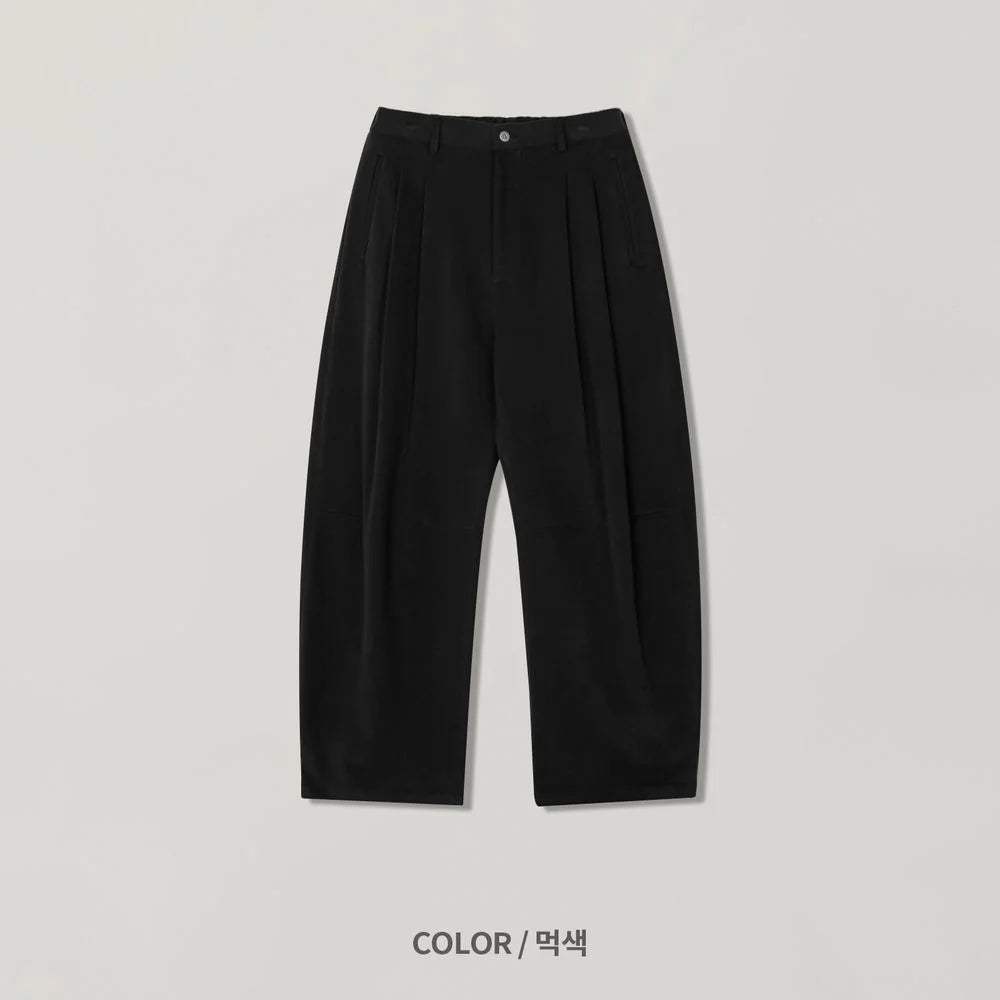 無負擔剪裁加分！韓系弧形雙褶休閒褲｜4色入