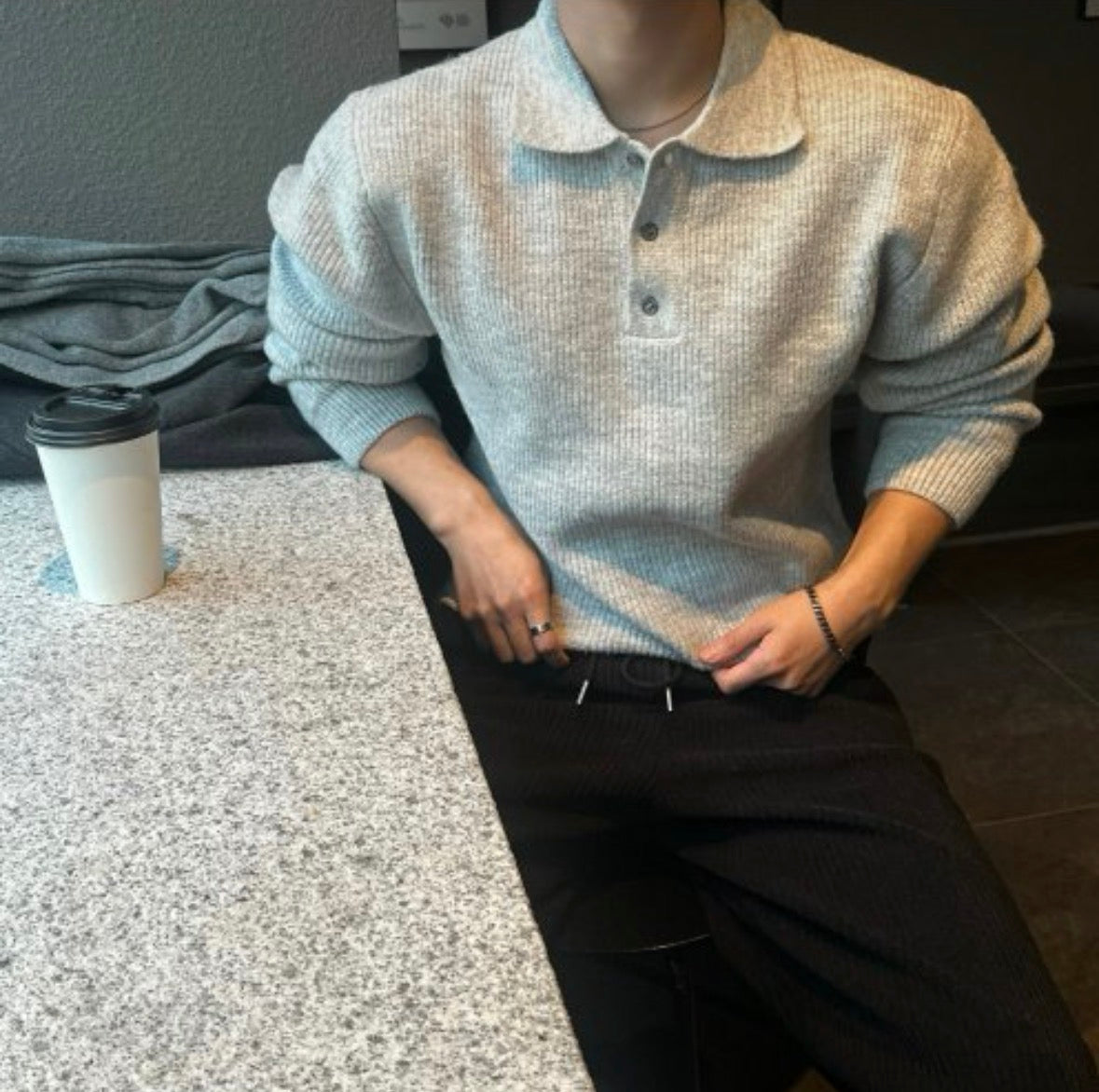 (休閑穩重感！)純色翻領POLO針織上衣｜9色入